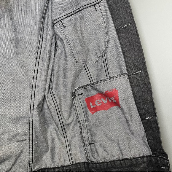 Men Levis Denim Trucker Jacket Sheer Lined Gray charcole Color Size L - Picture 4 of 7